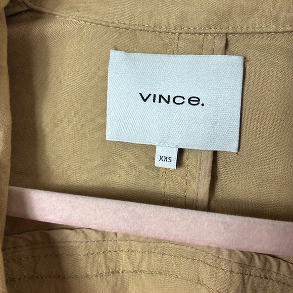 Vince Belted Linen Blend Jacket in Tan Beige Size XXS - Picture 7 of 16